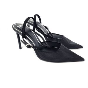 Zara Mesh Pointed Toe Black Heels Womens Size 38